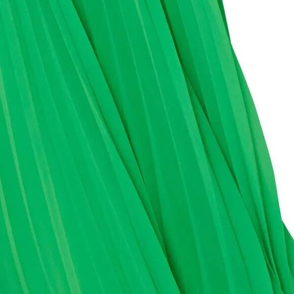 MILLY Oria Pleated Sleeveless Cross Back Dress, Kelly Green, NWT, Size 6 - Picture 7 of 16